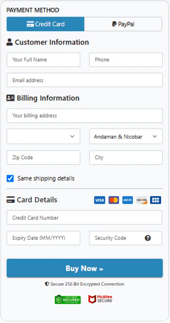 Stopwatt secure checkout page